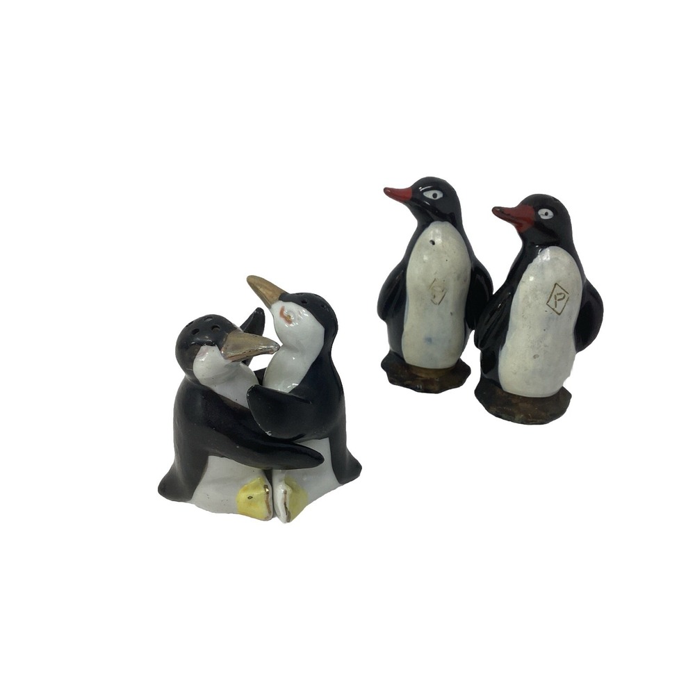 Vintage Japan Penguin Salt & Pepper Ceramic Shakers (2) Set Of (2)